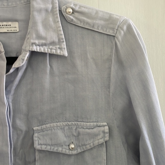 NWOT Zara pearl denim shirt - Picture 7 of 8
